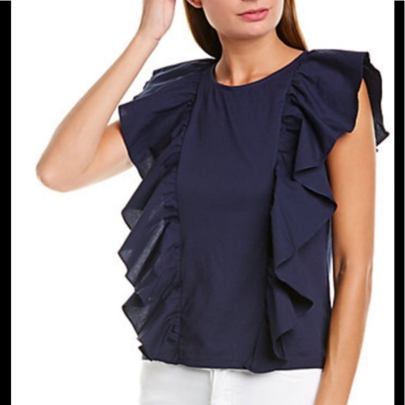 J Crew Ruffle Front Tee Top - Picture 1 of 4